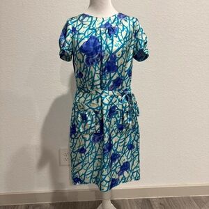 Lavender by Vera Wang Blue and White Floral Midi Dress